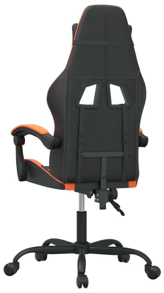 Cadeira gaming giratória couro artificial preto e laranja