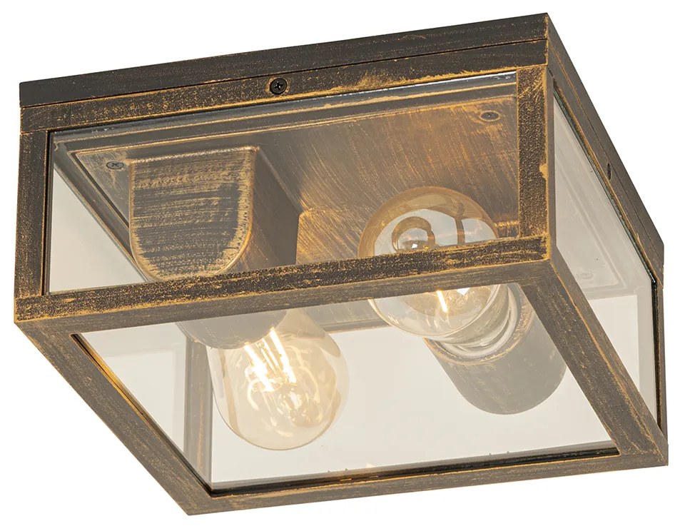 Candeeiro de teto vintage ouro antigo IP44 2 luzes - Charlois