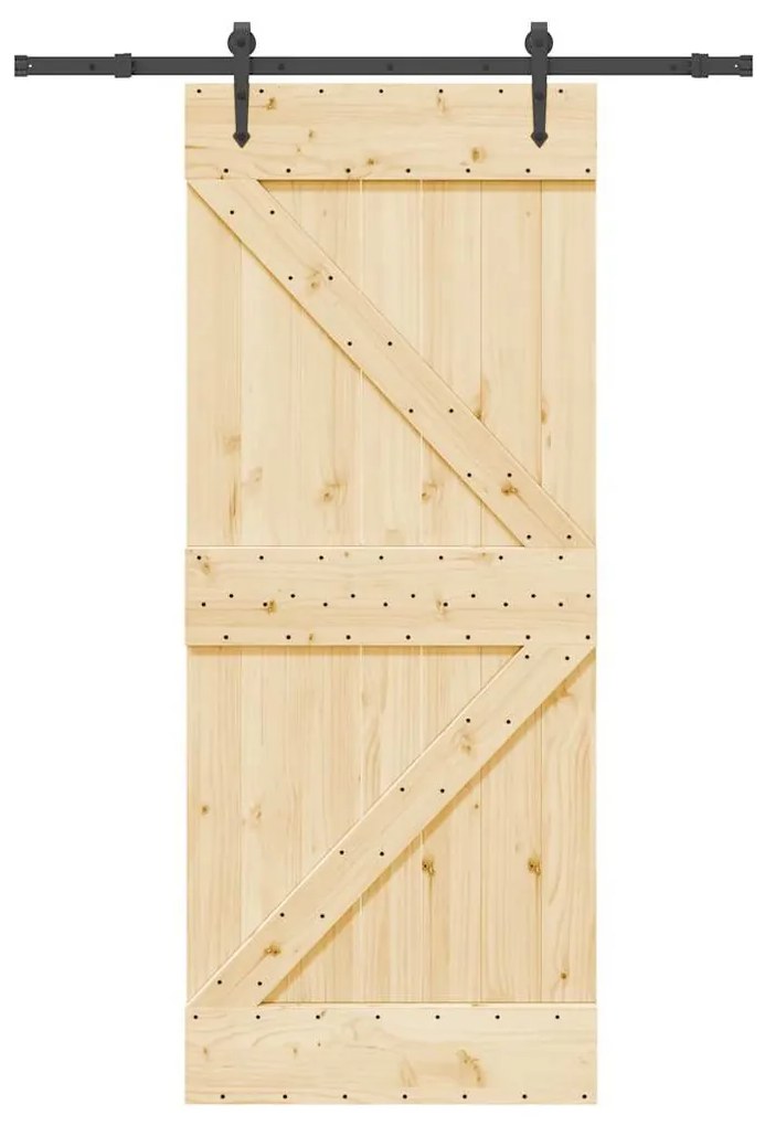 vidaXL Porta de correr com ferragens 85x210 cm madeira de pinho maciça