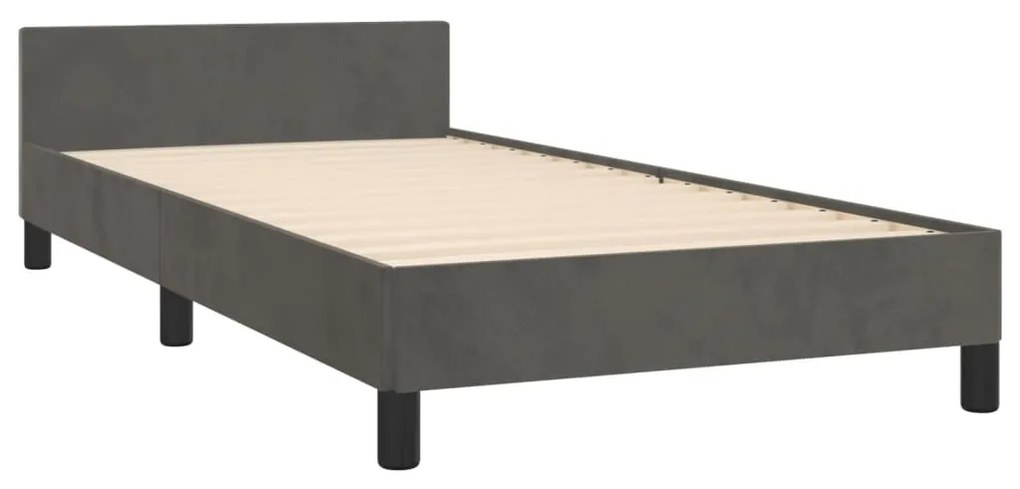 Estrutura de cama sem colchão 80x200 cm veludo cinzento-escuro