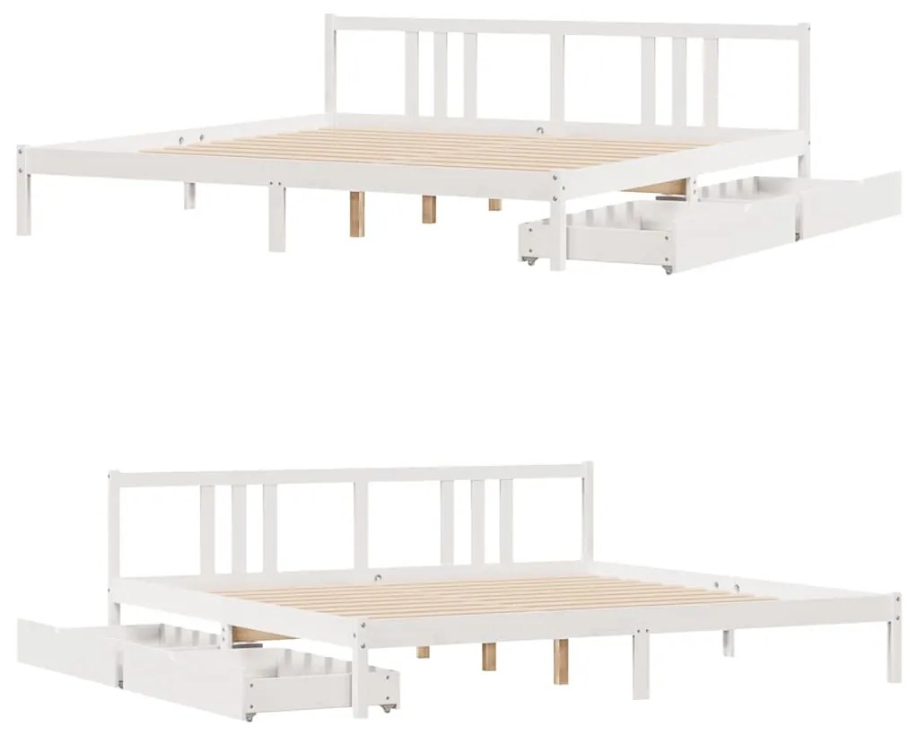 Cama sem colchão 200x200 cm madeira de pinho maciça branco