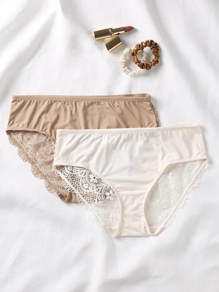 Lote de 2 cuecas de gravidez em microfibra e renda ENVIE DE FRAISE moka