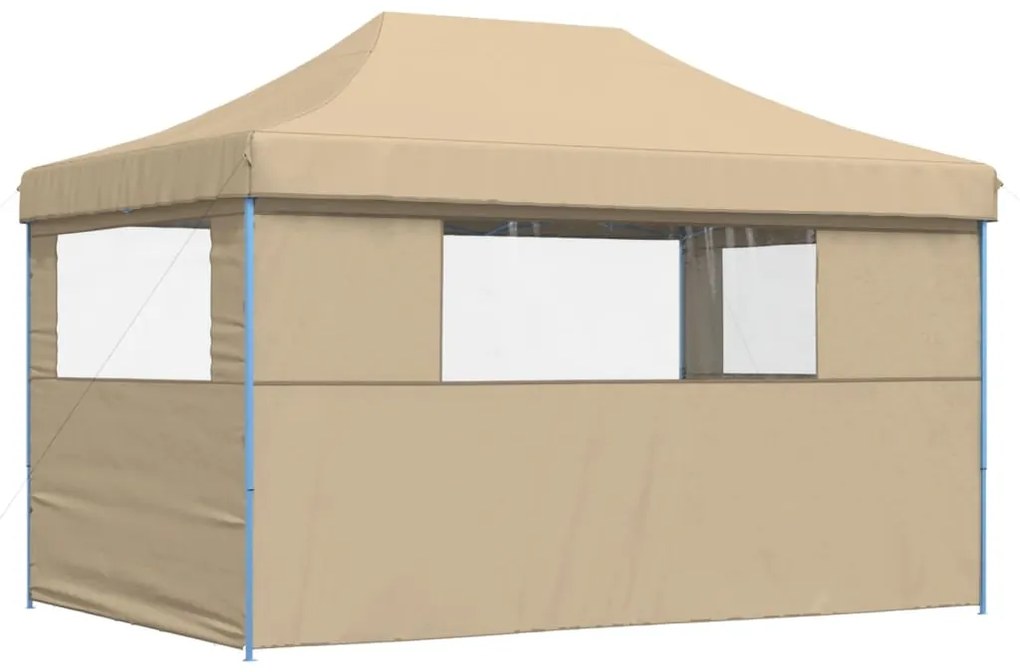 Tenda para festas pop-up dobrável com 3 paredes laterais bege