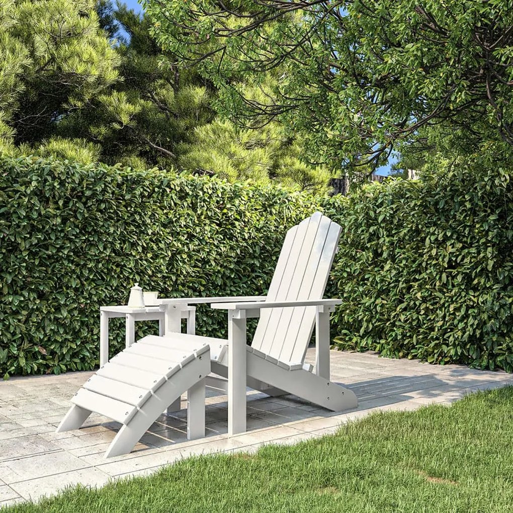 vidaXL Cadeira de jardim Adirondack com apoio de pés PEAD branco