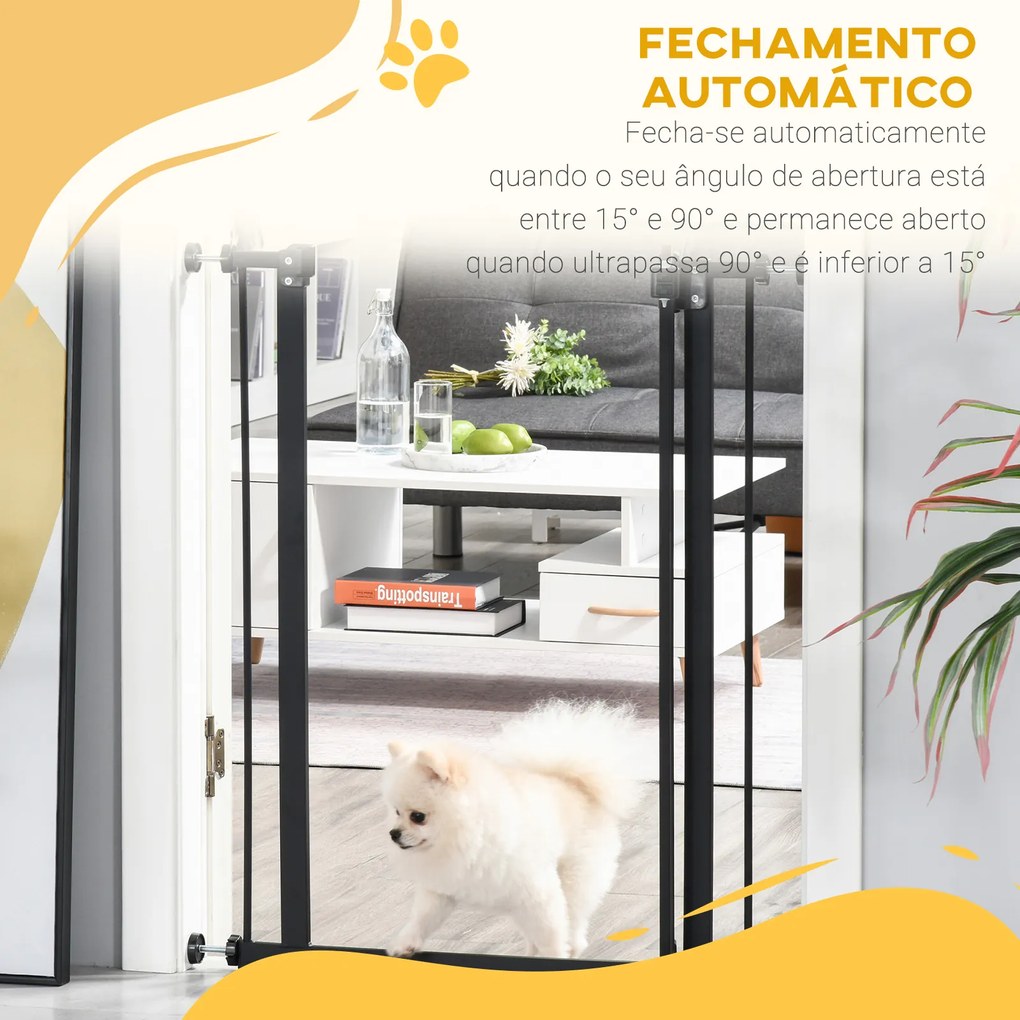 Barreira de Segurança para Cães Barreira com Largura Ajustável 74-80 cm Barreira para Cães para Escadas e Portas Preto
