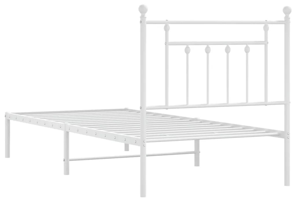 Estrutura de cama com cabeceira 90x190 cm metal branco