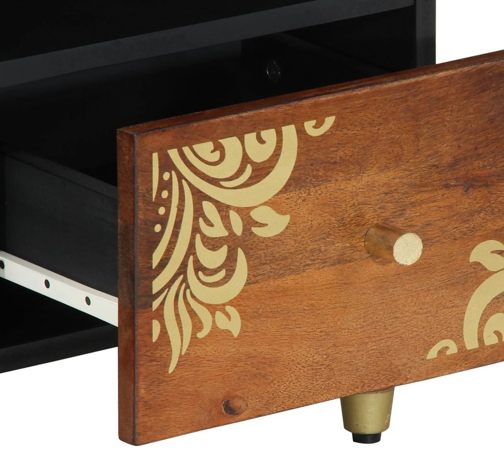 Armário de TV 100x33x46 cm Madeira Sólida de Mangueira