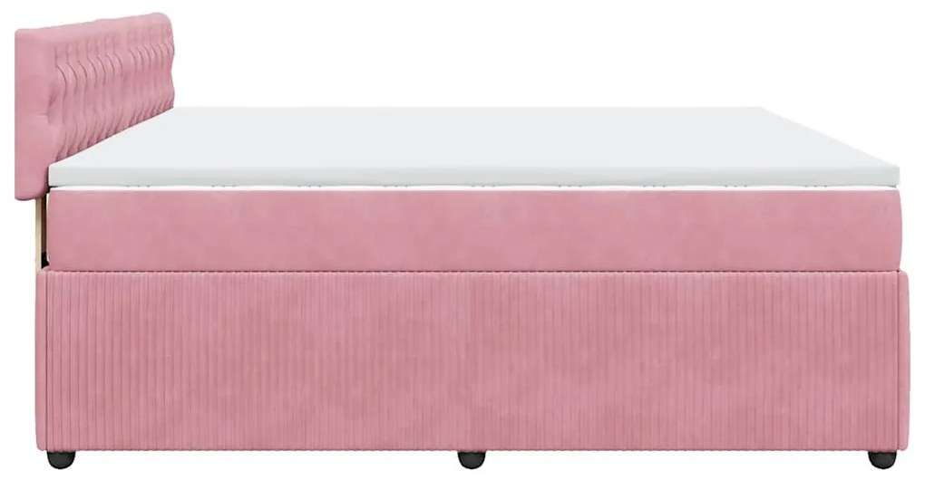 Cama com molas/colchão 200x200 cm veludo rosa