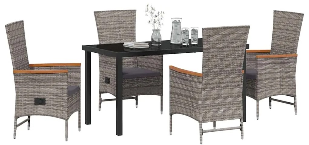 Cadeiras Exteriores com almofada 5 pcs Cinzento Cinza Escuro