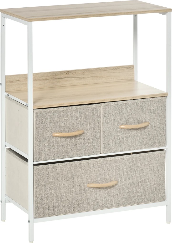 HOMCOM Cômoda móvel de arrumação com 3 gavetas em tecido, prateleira e tampo superior, 58L x 29P x 81,5H cm | Aosom Portugal