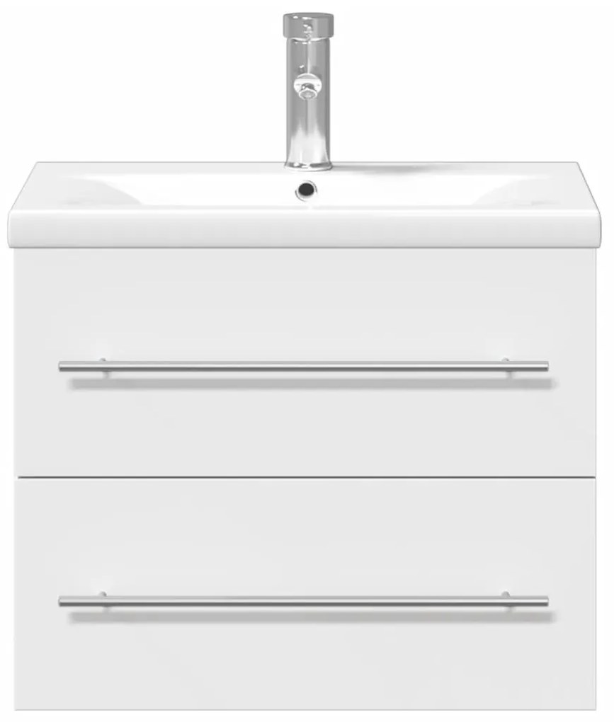 Armário de casa de banho com lavatório embutido branco