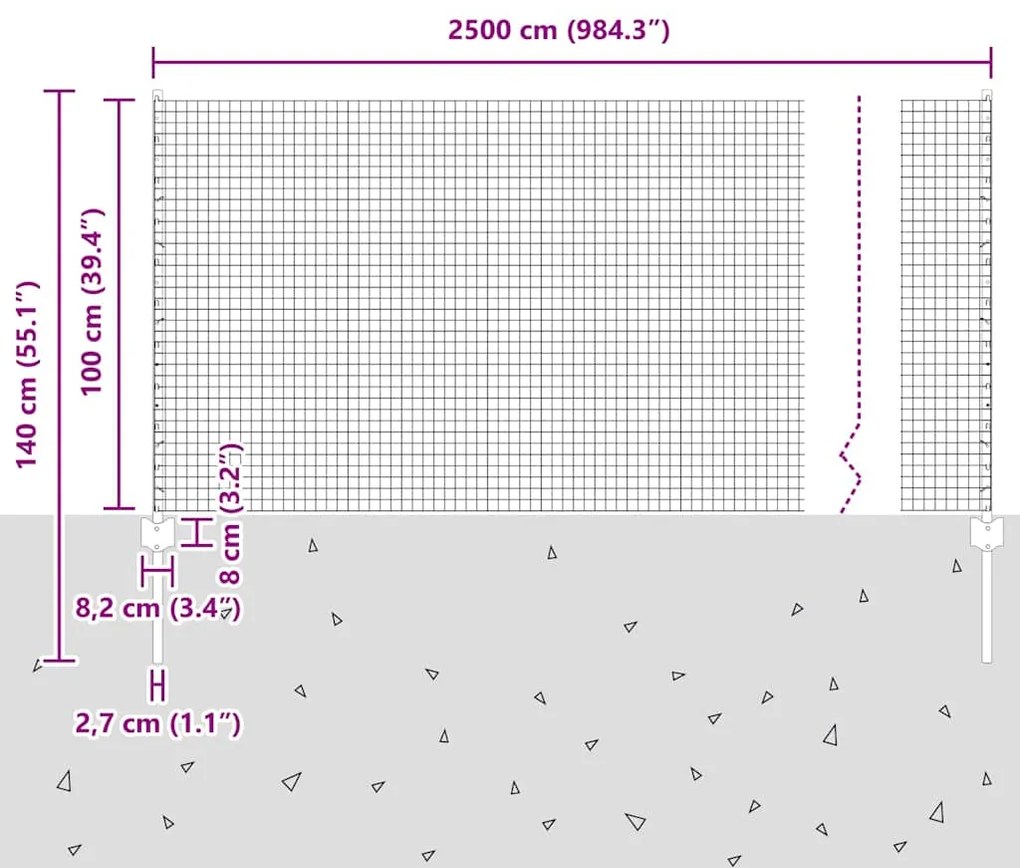 Cerca de Arame Soldado com 11 Postes em U Verde 1x25 m Aço