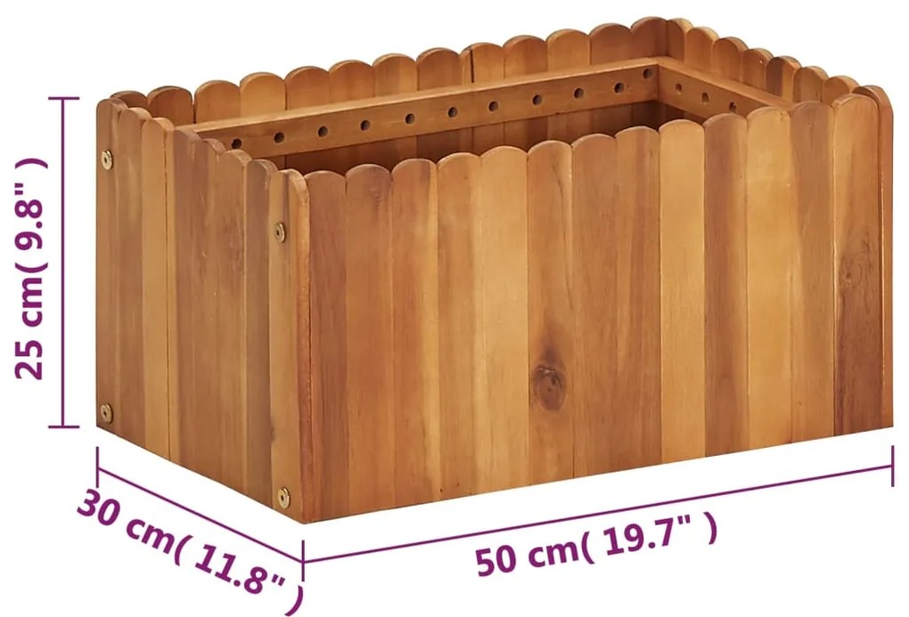 Vaso/floreira de jardim 50x30x25 cm madeira de acácia maciça
