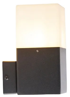Candeeiro de parede exterior preto com difusor branco opalino IP44 - Denmark Moderno