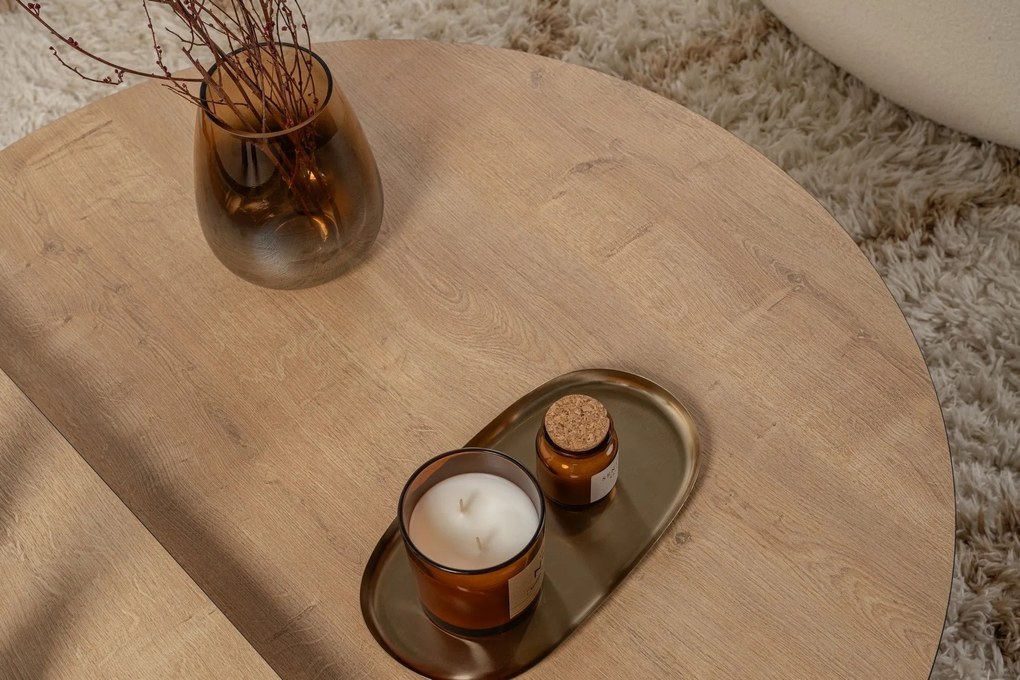 Mesa de Café Orion - Carvalho Mel e Preto - 90x30x60cm & 85x35x30cm