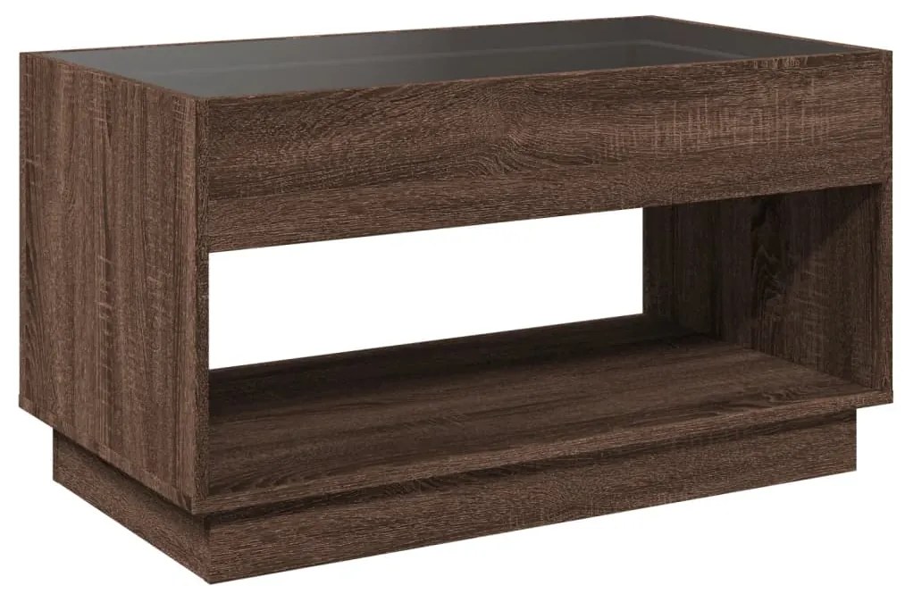 Mesa de centro luzes LED Infinity 90x50x50 cm carvalho castanho