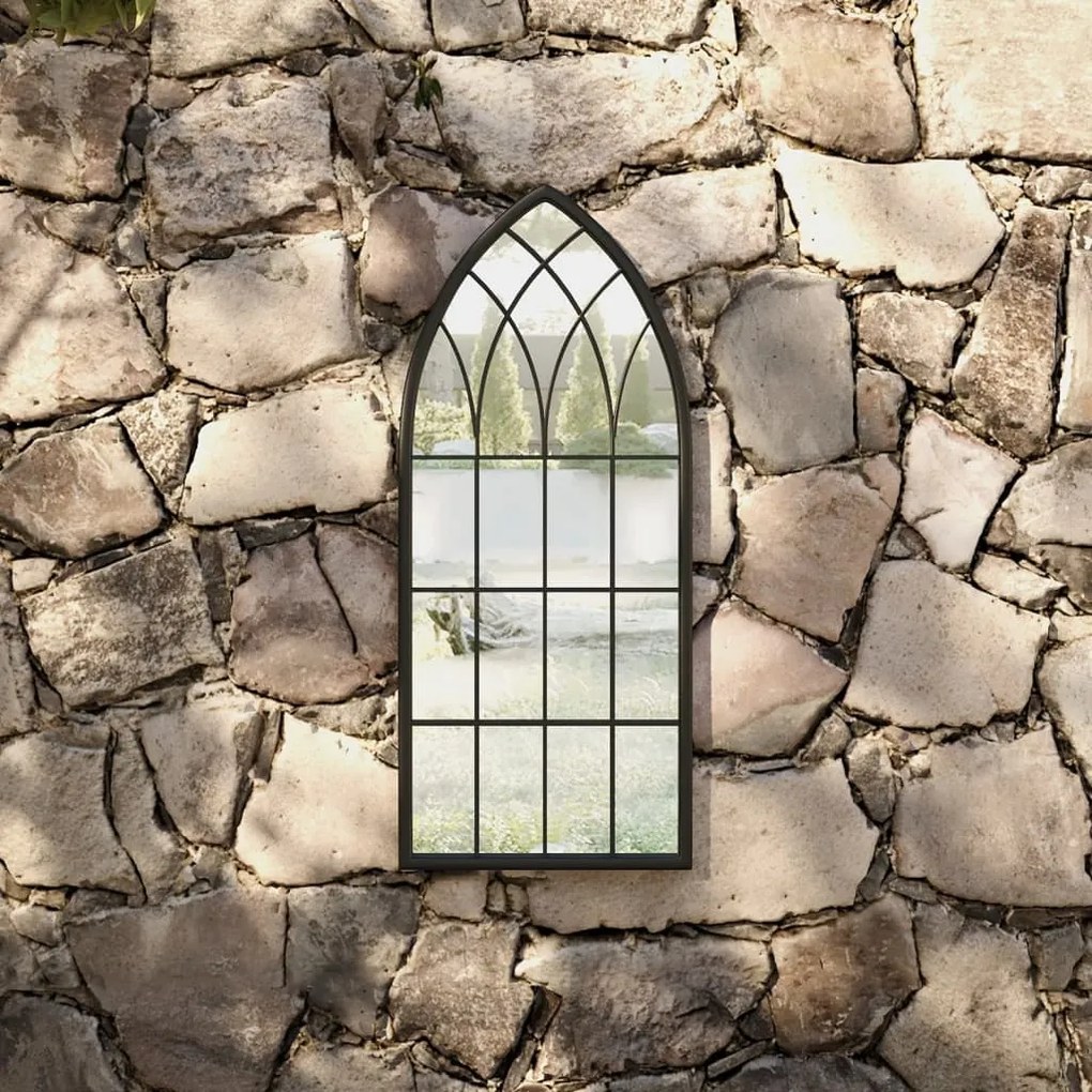 318344 vidaXL Espelho de jardim p/ uso exterior ferro 70x30 cm preto