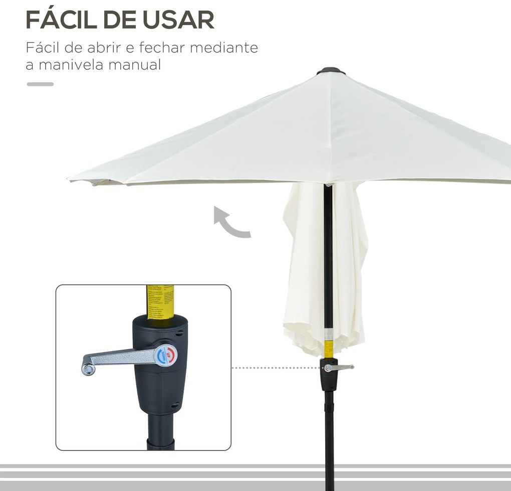 Chapéu de Sol de Parede 190x200x240cm Chapéu de Sol de Jardim com Mani