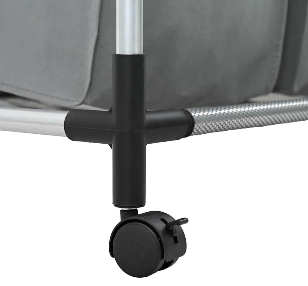 Cesto para roupa suja com rodas 4 compartimentos cinzento