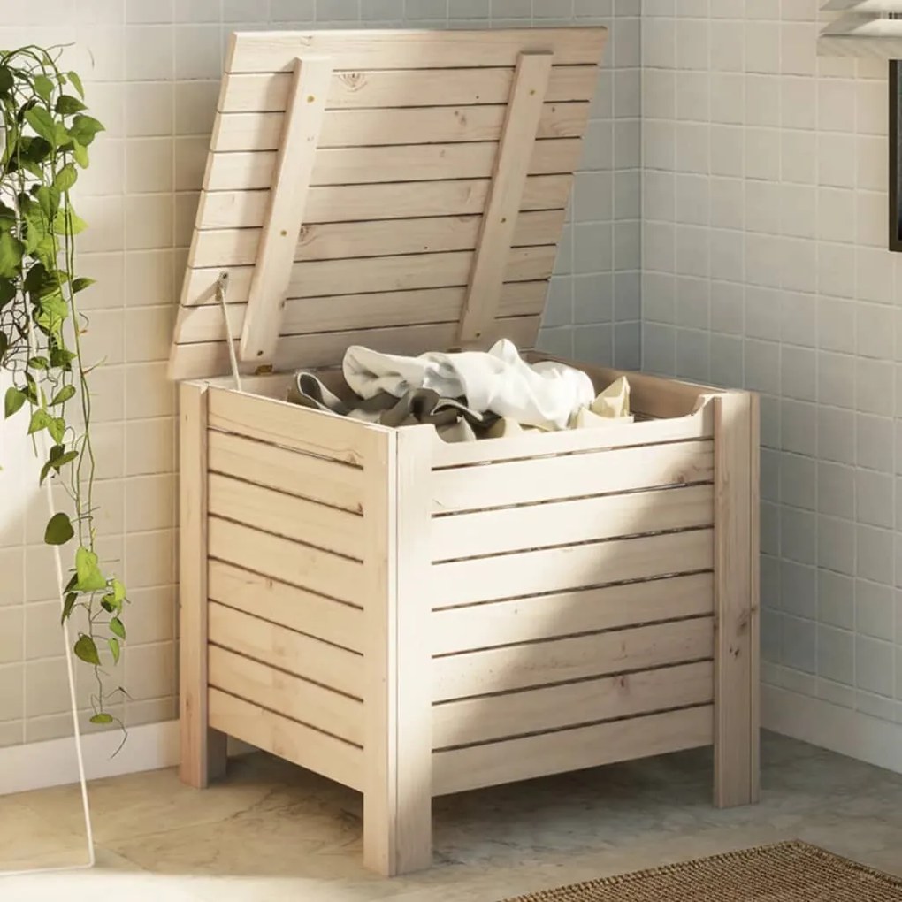 vidaXL Caixa de arrumação com tampa RANA 60x49x54 cm pinho maciço