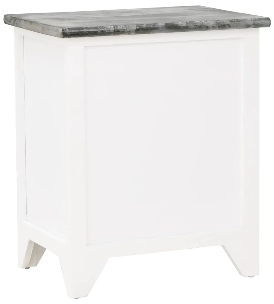 Mesa-de-cabeceira 38x28x45 cm madeira paulownia cinzento/branco