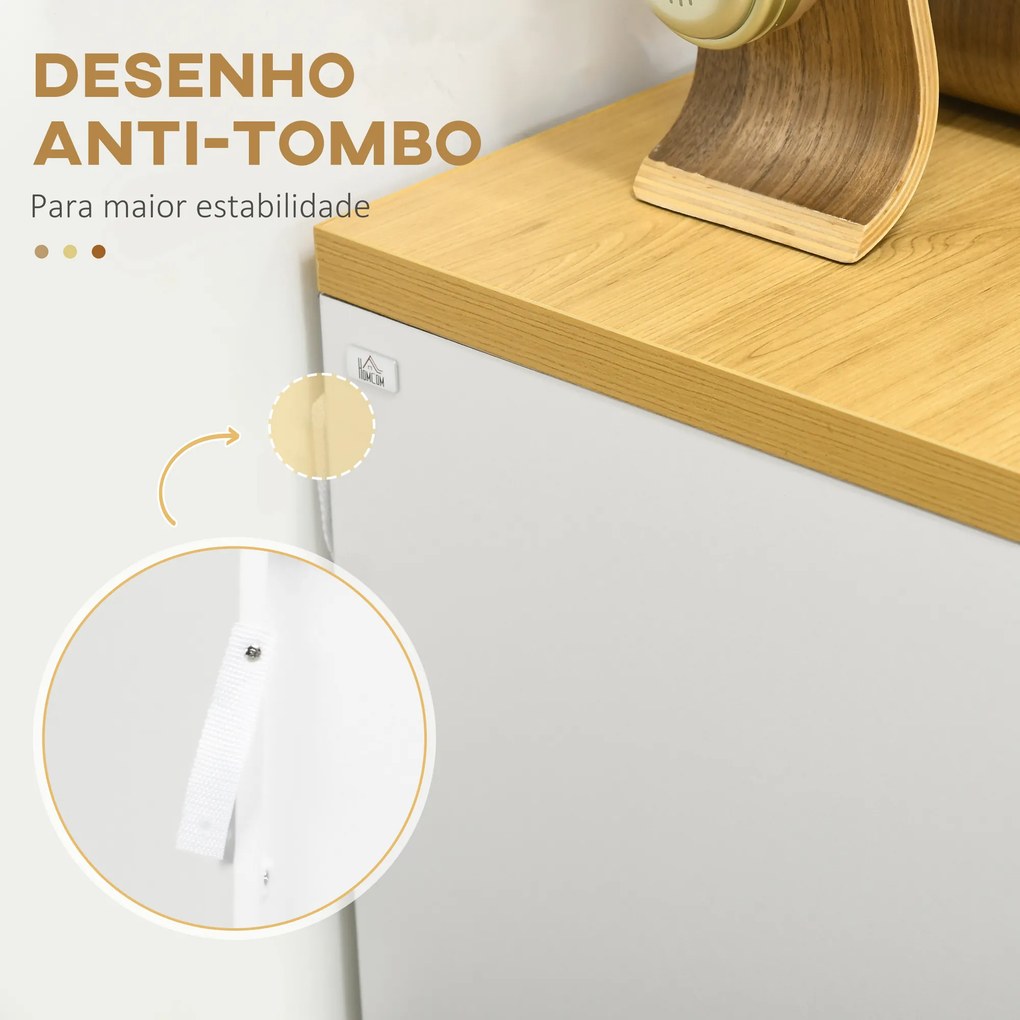 Cómoda Moderna com 3 Gavetas de Madeira 70x37x75 cm para Dormitório Carga Máxima 40 kg Branco e Madeira