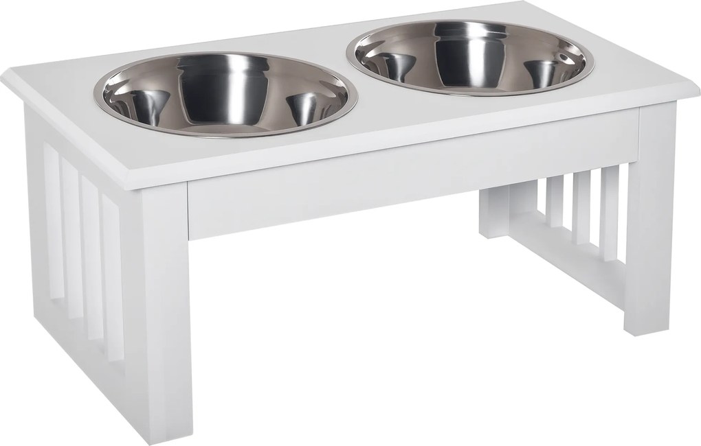 Comedouro elevados para cães e gatos, comedouro duplo, suporte elevado com dimensões 44 x 24 x 15 cm, inclui 2 comedouros de 0,9 L em aço inoxidável,