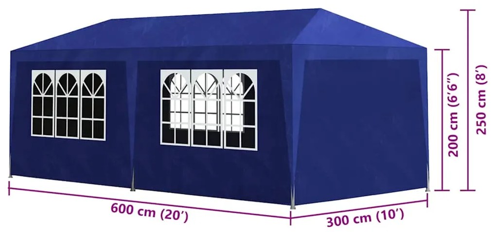 Tenda para festas 3x6 m azul