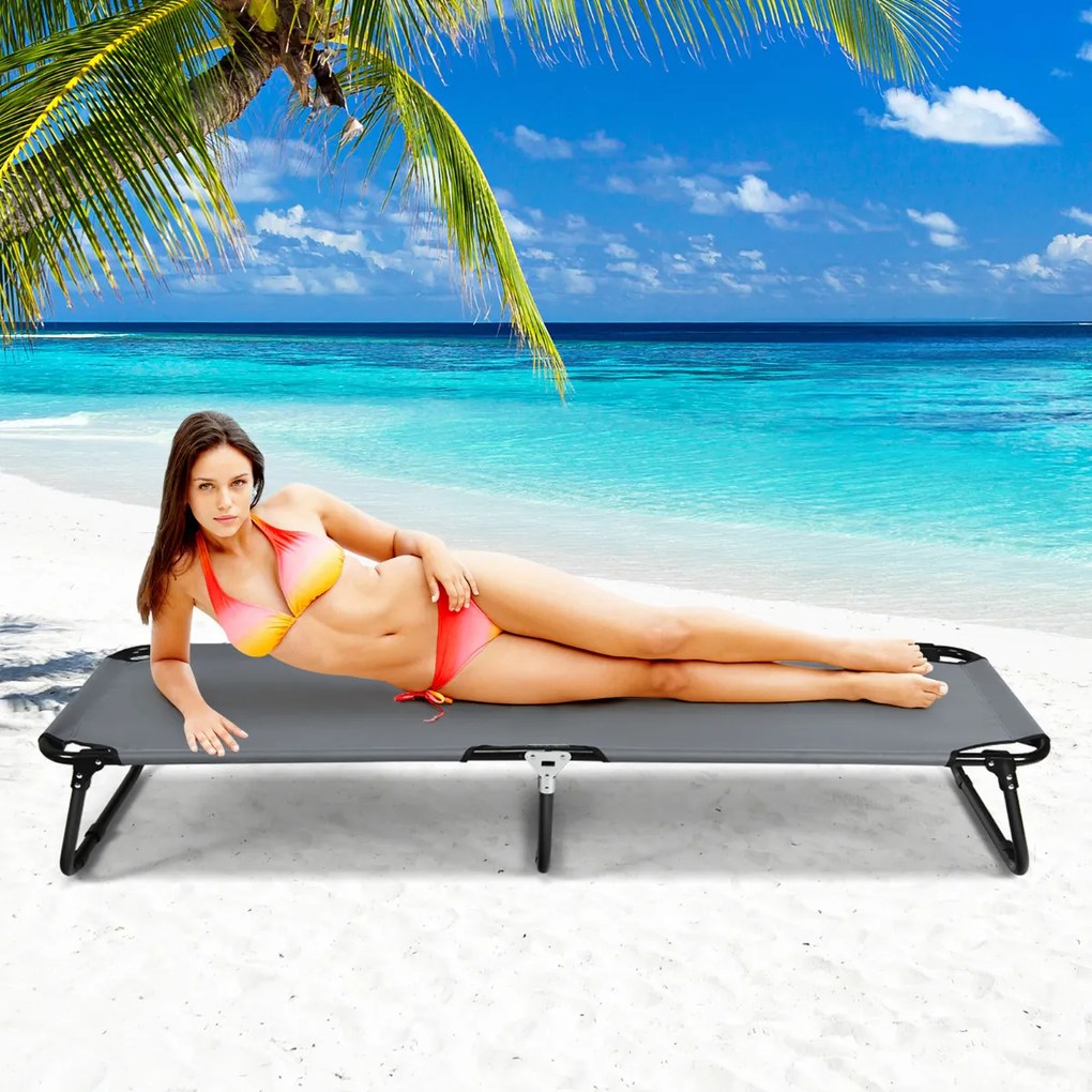 Cama de campismo dobrável de tecido portátil Cama de exterior para dormir Estrutura metálica leve para praia Escritório 191 x 56 x 31 cm Cinzenta