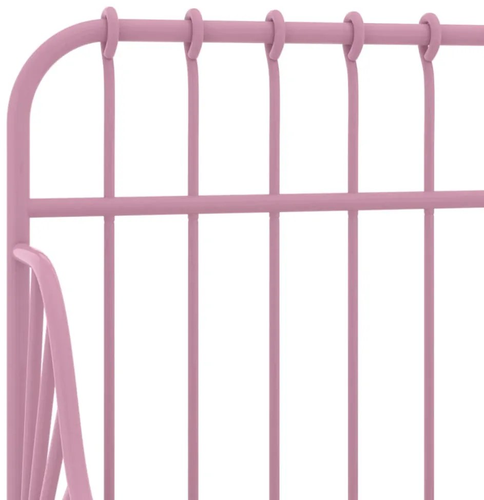 Estrutura de cama extensível em metal rosa 80x130/200 cm