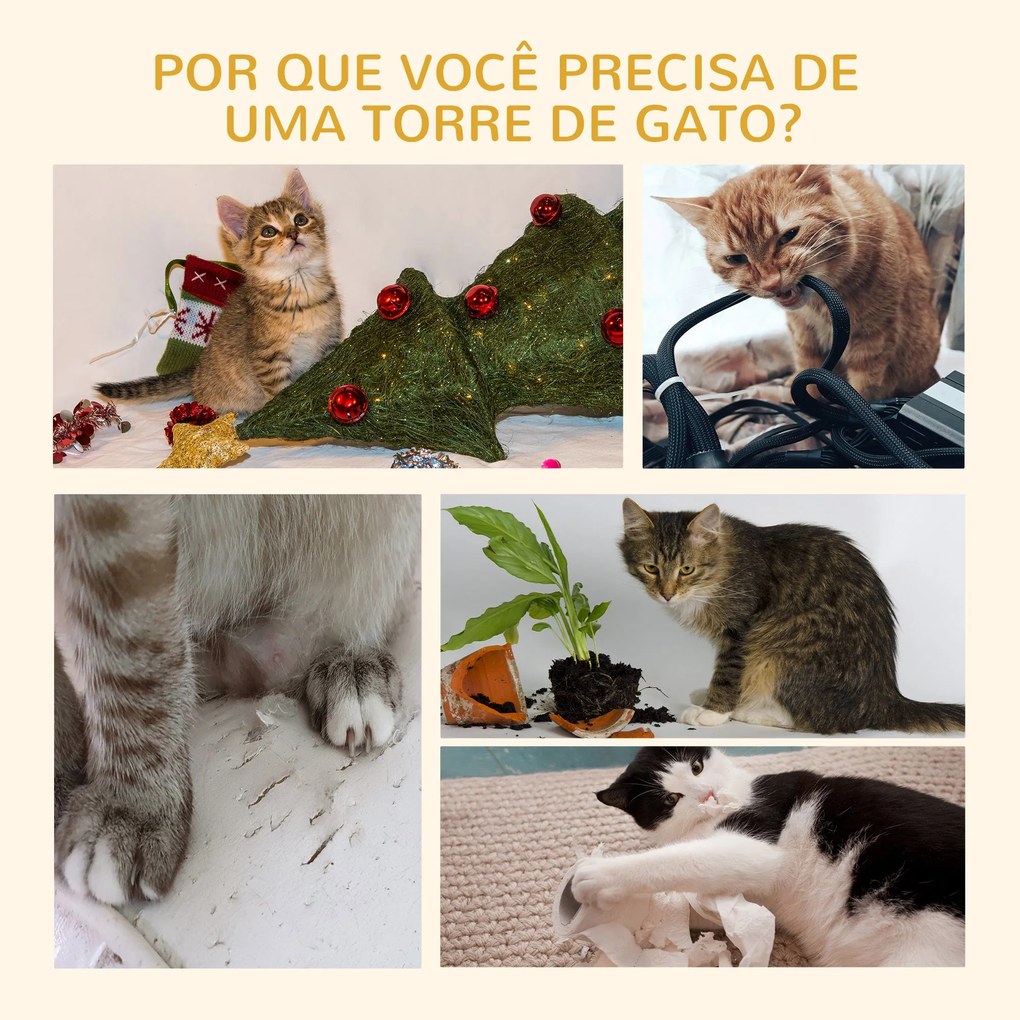 PawHut Arranhador para Gatos do Chão ao Teto de 240-260 cm Arranhador