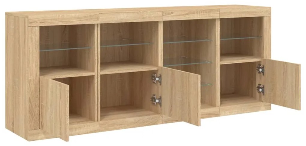 Aparador com luzes LED 164x37x67 cm carvalho sonoma