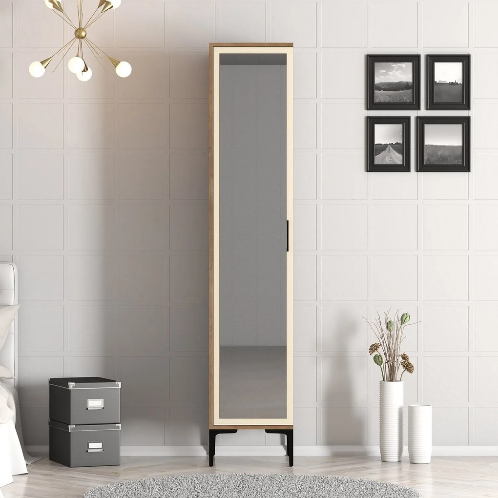 Guarda-roupa Kumsal R – Nogueira e Creme – 40x47,5x201,4 cm