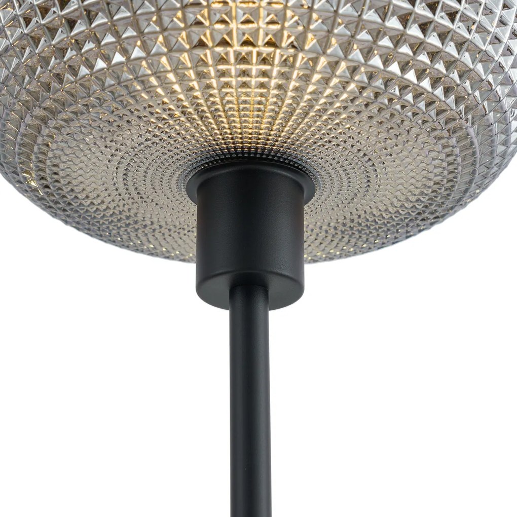 Candeeiro de pé de design preto com vidro fumado 2 luzes - Brianna