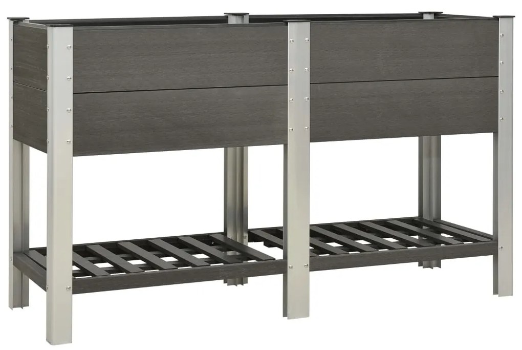 vidaXL Canteiro elevado jardim c/ prateleira 150x50x90 cm WPC cinzento