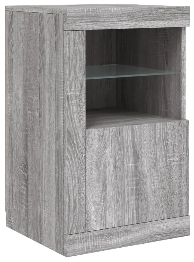 Aparador com luzes LED 123x37x67 cm cinzento sonoma