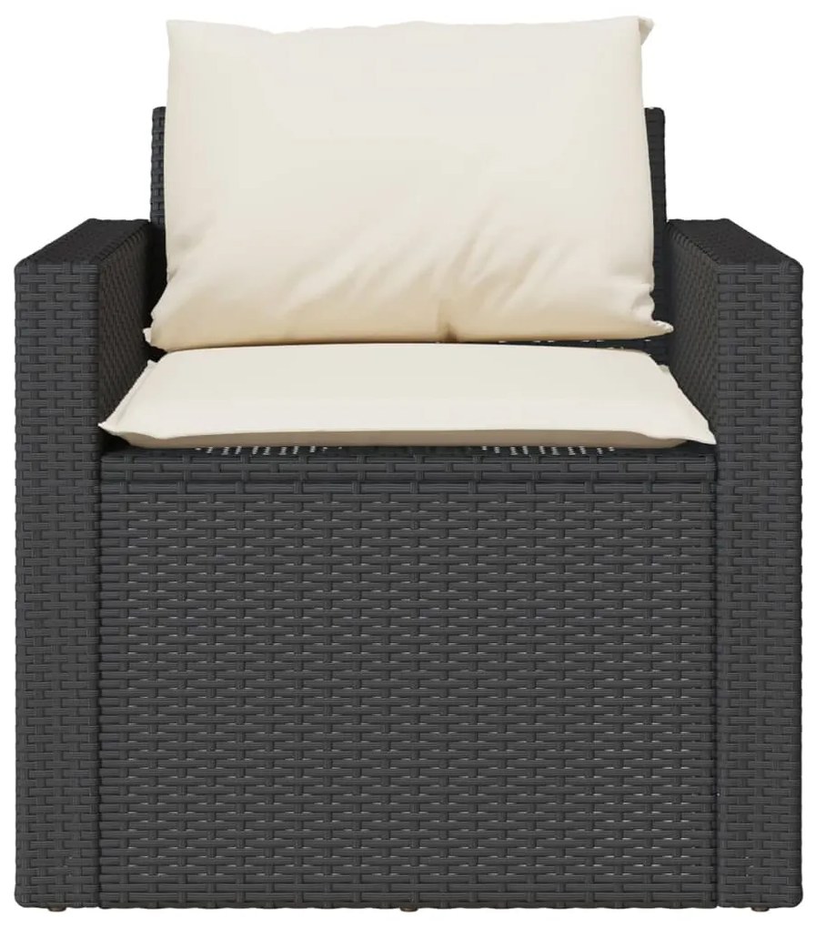 4 pcs conjunto de sofás para jardim c/ almofadões vime PE preto