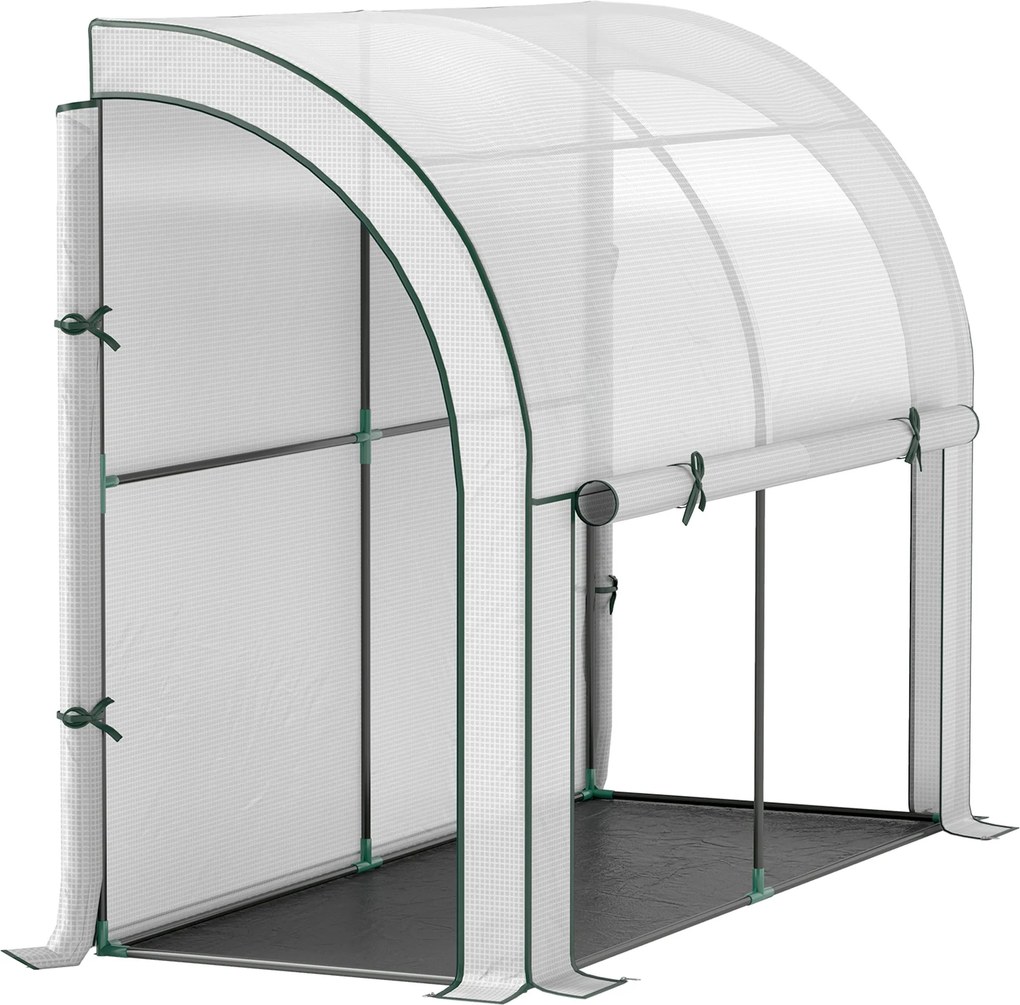 Outsunny Estufa montada na parede, Casa de cultivo acessível, Cobertura de plástico, 300 x 80 x 157 cm, Branco | Aosom Portugal