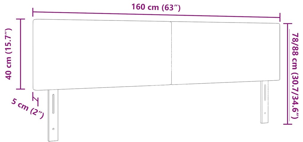 Cabeceira LED vidaXL Design Simples Cinza Escuro 80 cm Tecido de Velud