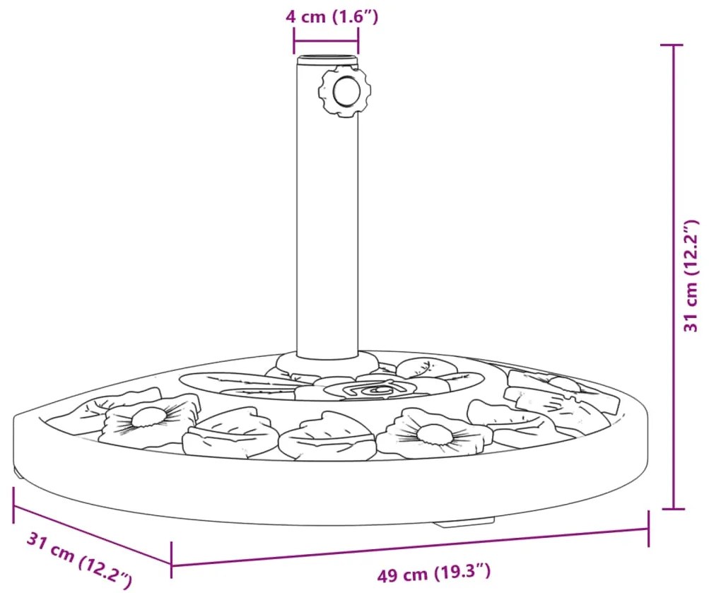 Base para guarda-sol p/ postes de Ø38/48 mm 9 kg semicircular