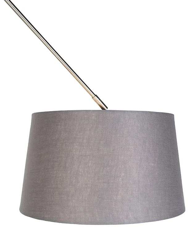 Candeeiro de suspensão em aço com abajur de linho cinzento escuro 35 cm - Blitz Moderno