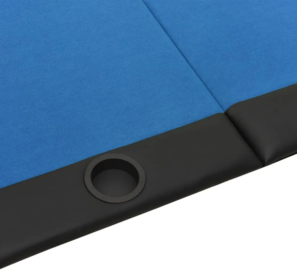 Mesa tabuleiro póquer dobrável 10 jogadores 208x106x3 cm azul