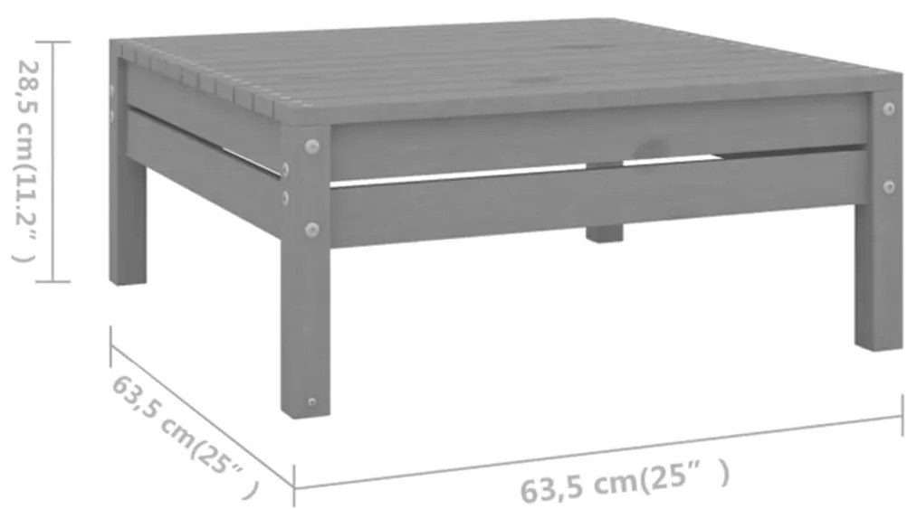 8 pcs conjunto lounge de jardim pinho maciço cinzento