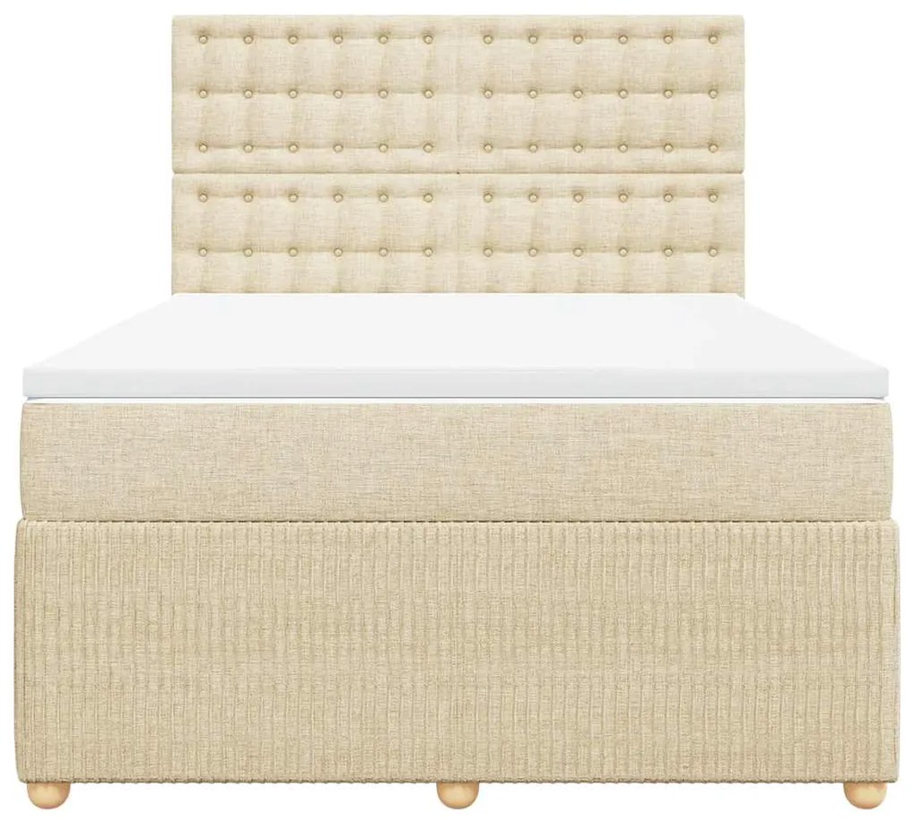 Cama com molas/colchão 160x200 cm tecido cor creme