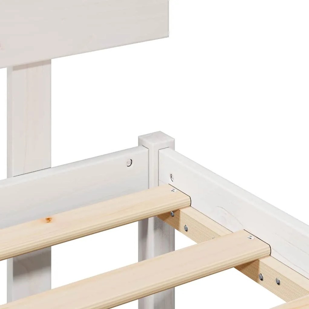 Estrado de Cama com Cabeceira Branco 140x190 cm Madeira Pinho