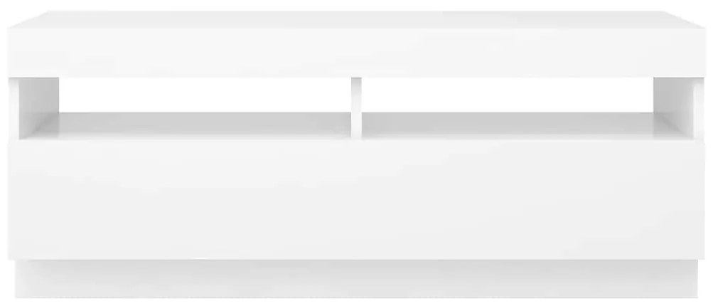 Móvel de TV com luzes LED 100x35x40 cm branco