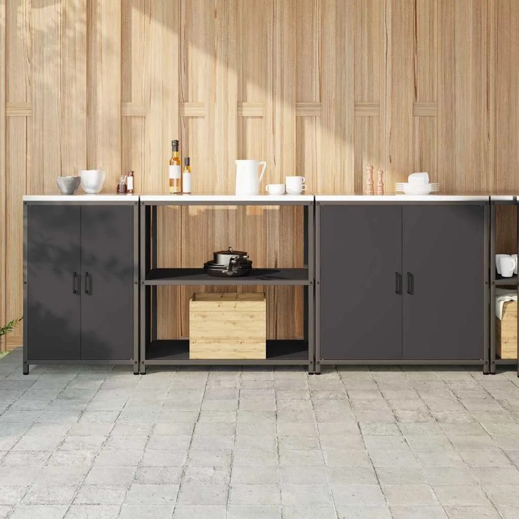 vidaXL Conjunto de Armazenamento para Cozinha 3 pcs Preto
