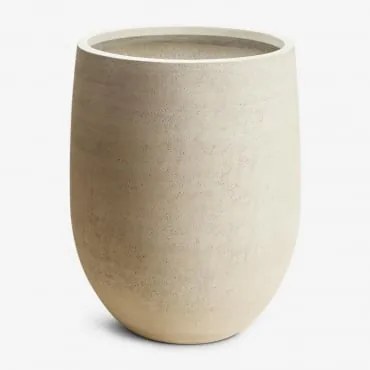 Vaso De Flores Exterior Em Cimento Grover Ø55 Cm - ↑70 Cm & Off-white - Sklum