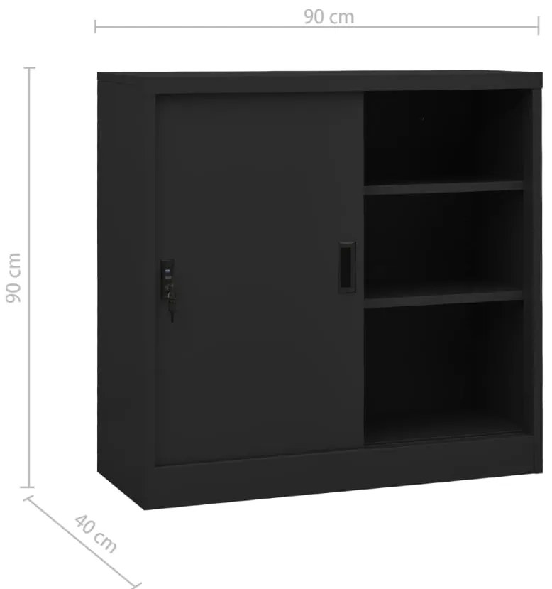 Armário com portas deslizantes e floreira aço antracite