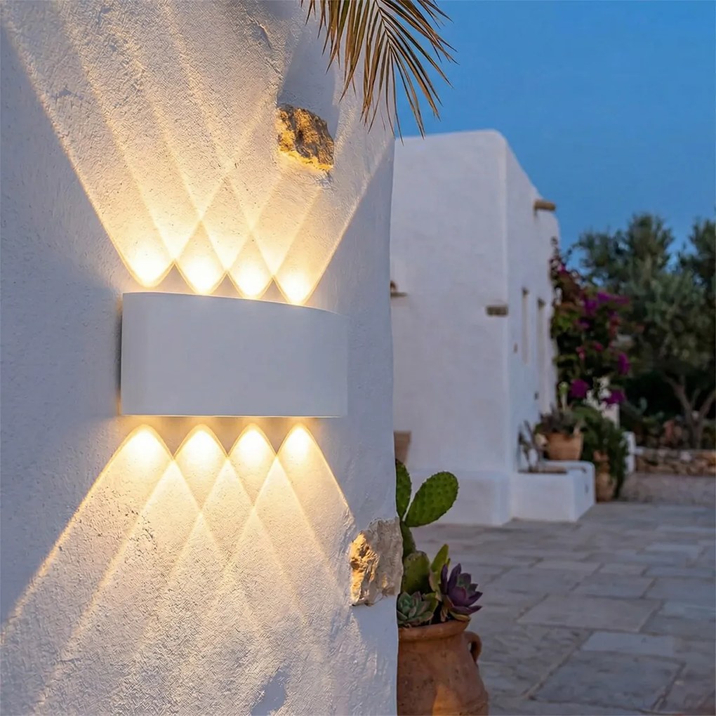Candeeiro de parede exterior branco com LED 10 luzes IP54 - Silly